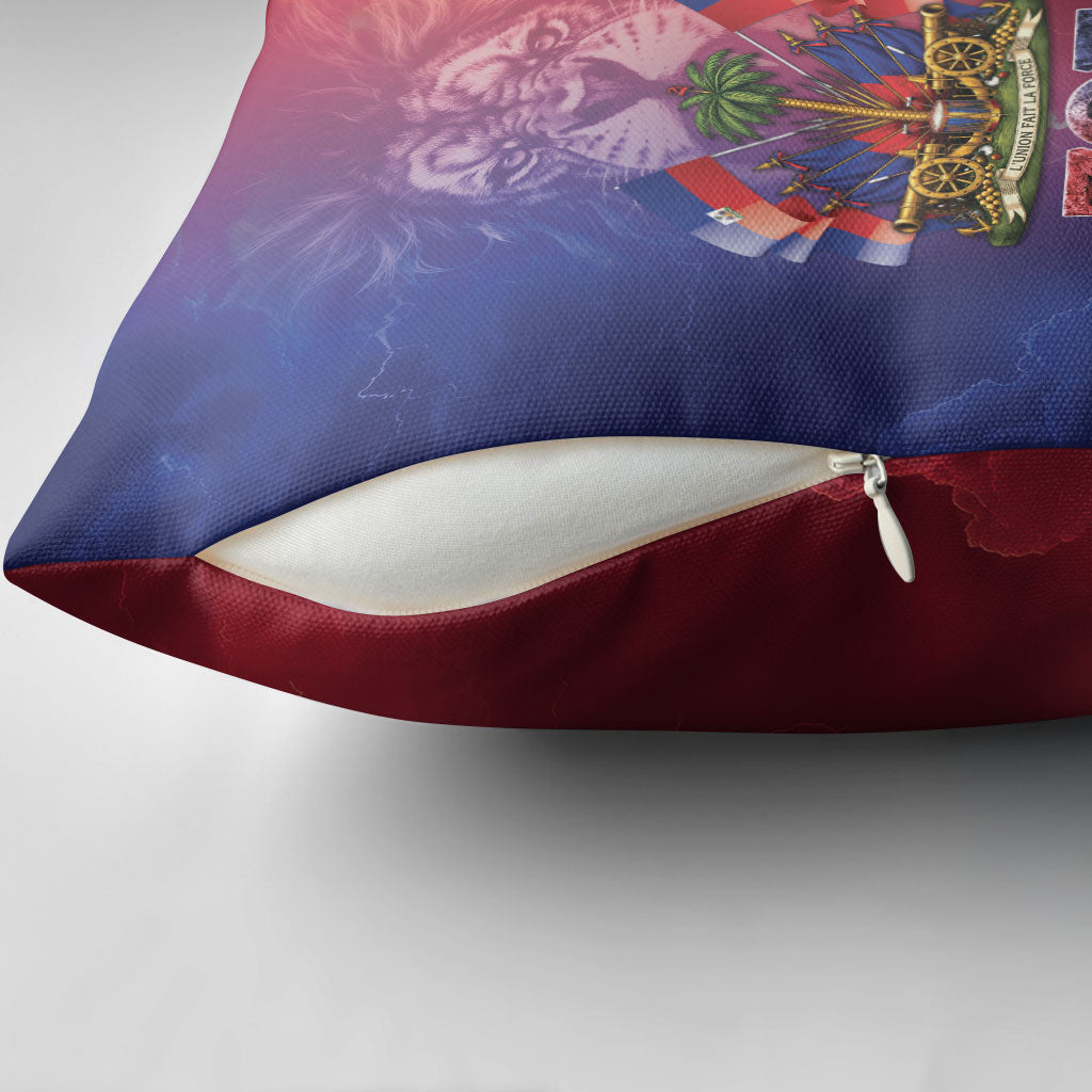 Haitian Zoe Pillow Cover Roaring Lion With Coat Of Arms