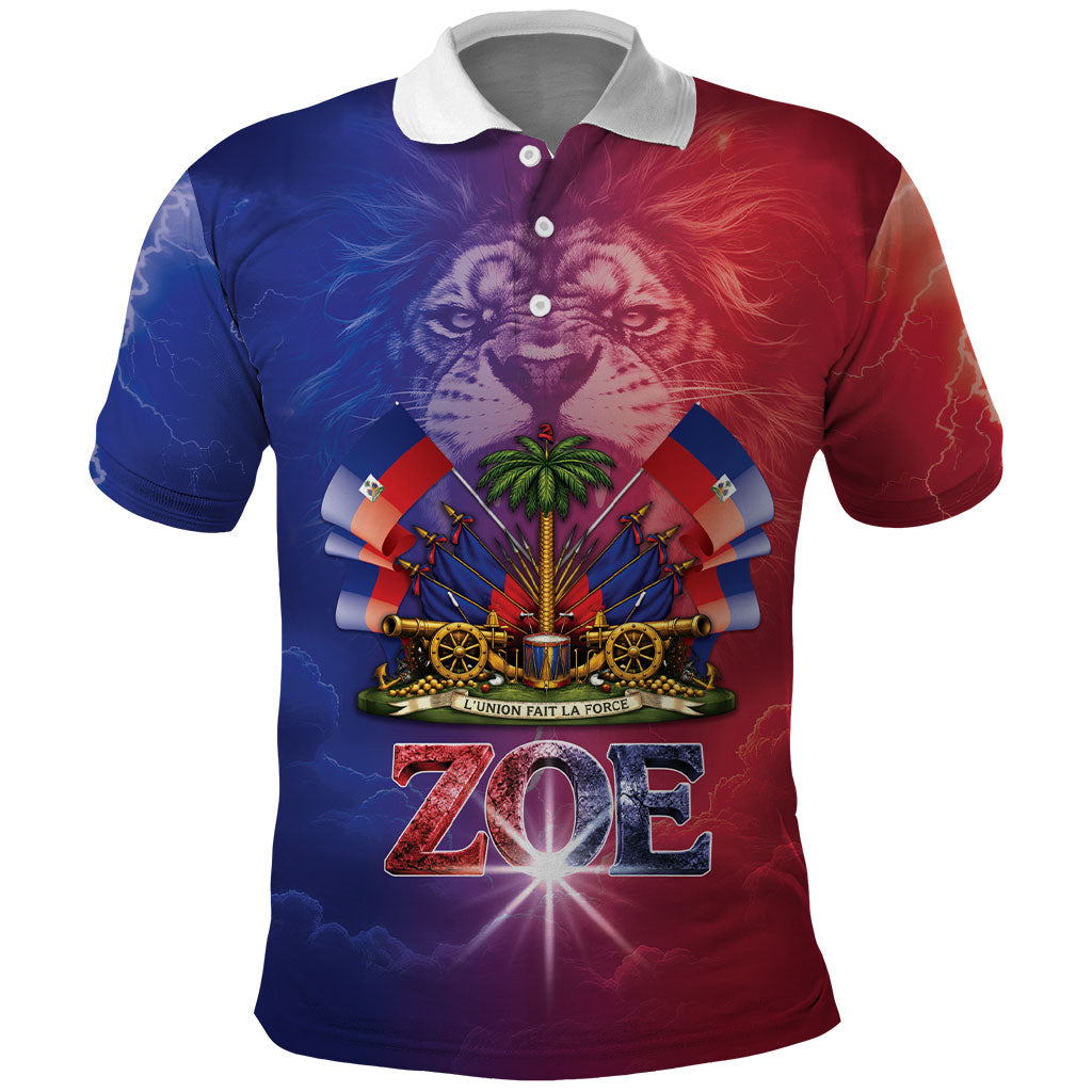 Haitian Zoe Polo Shirt Roaring Lion With Coat Of Arms