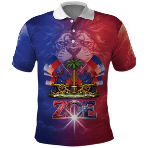 Haitian Zoe Polo Shirt Roaring Lion With Coat Of Arms