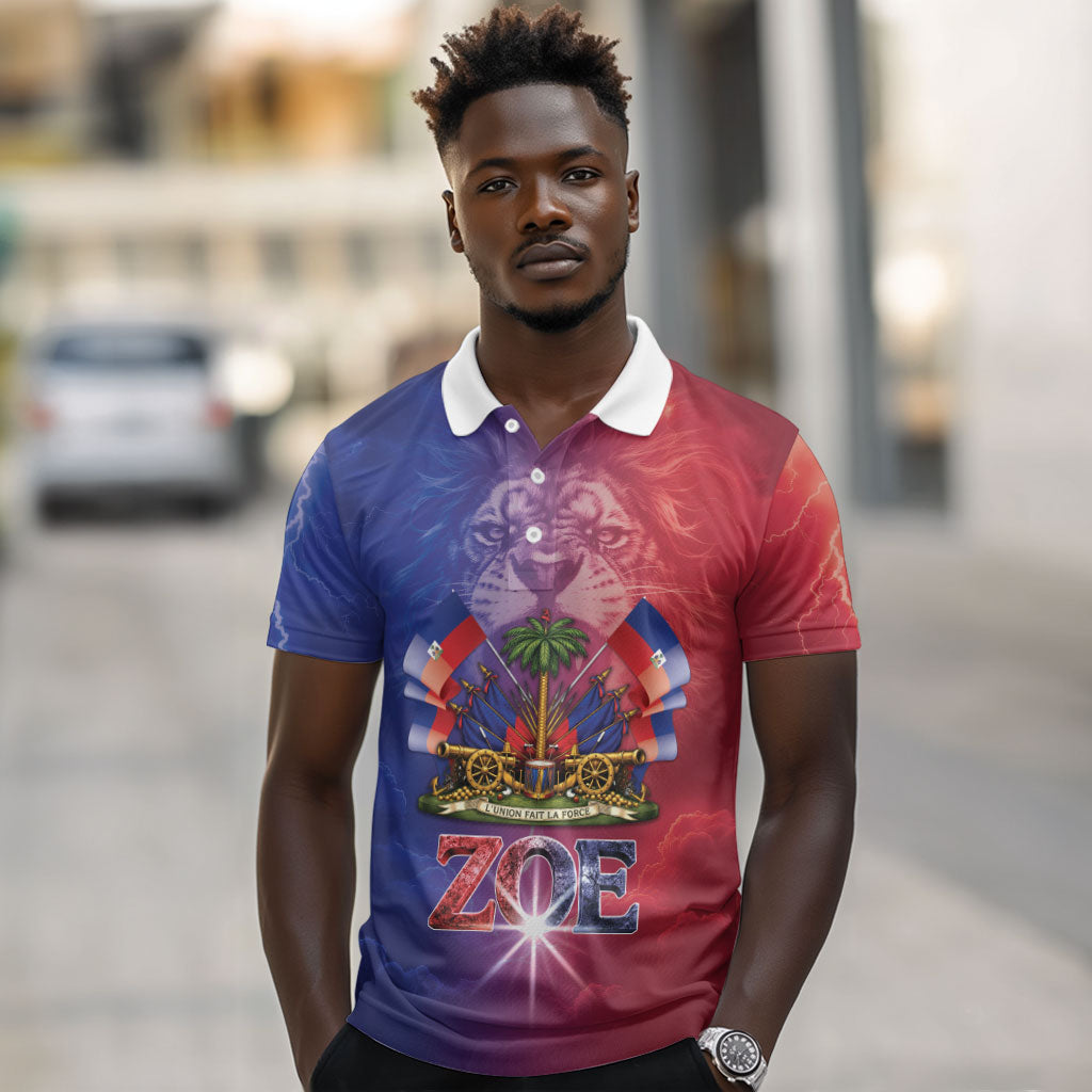 Haitian Zoe Polo Shirt Roaring Lion With Coat Of Arms