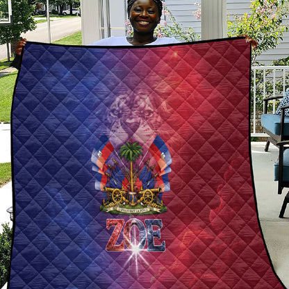 Haitian Zoe Quilt Roaring Lion With Coat Of Arms