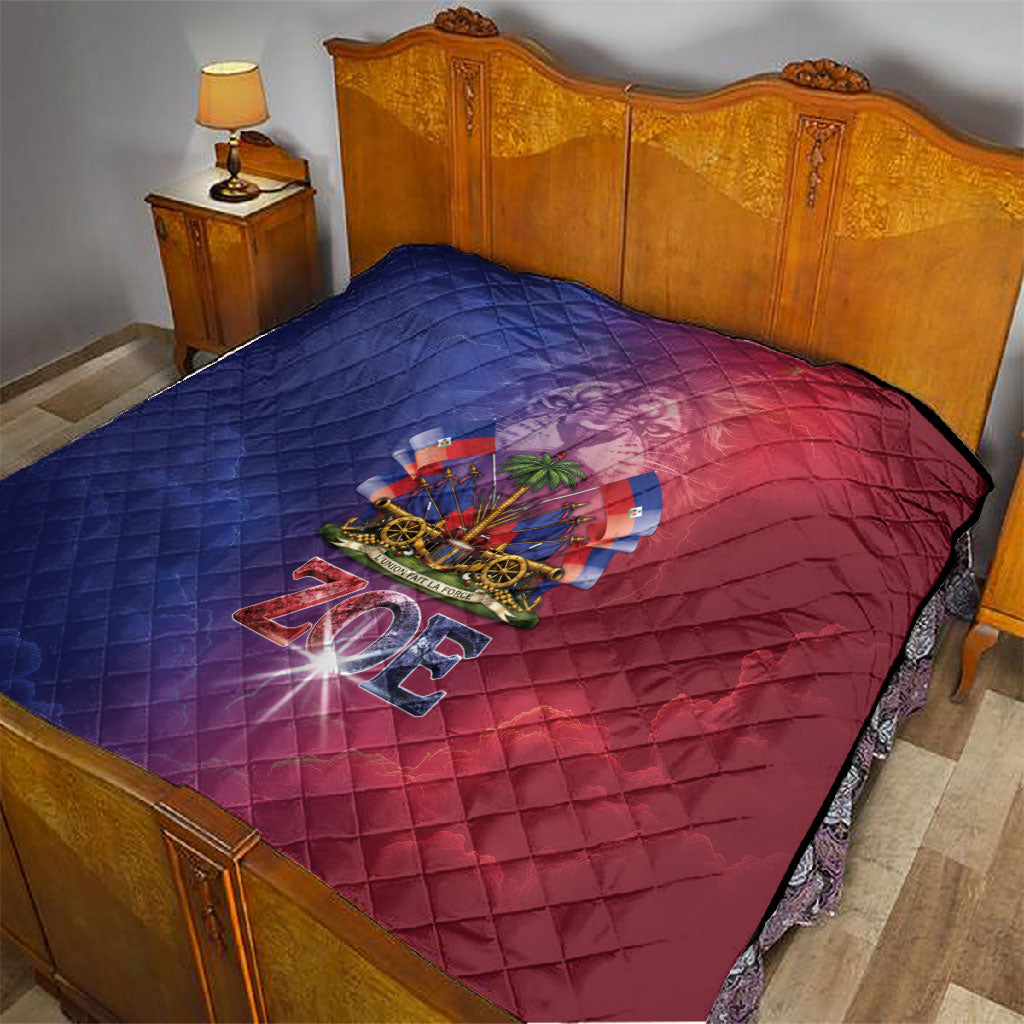 Haitian Zoe Quilt Roaring Lion With Coat Of Arms