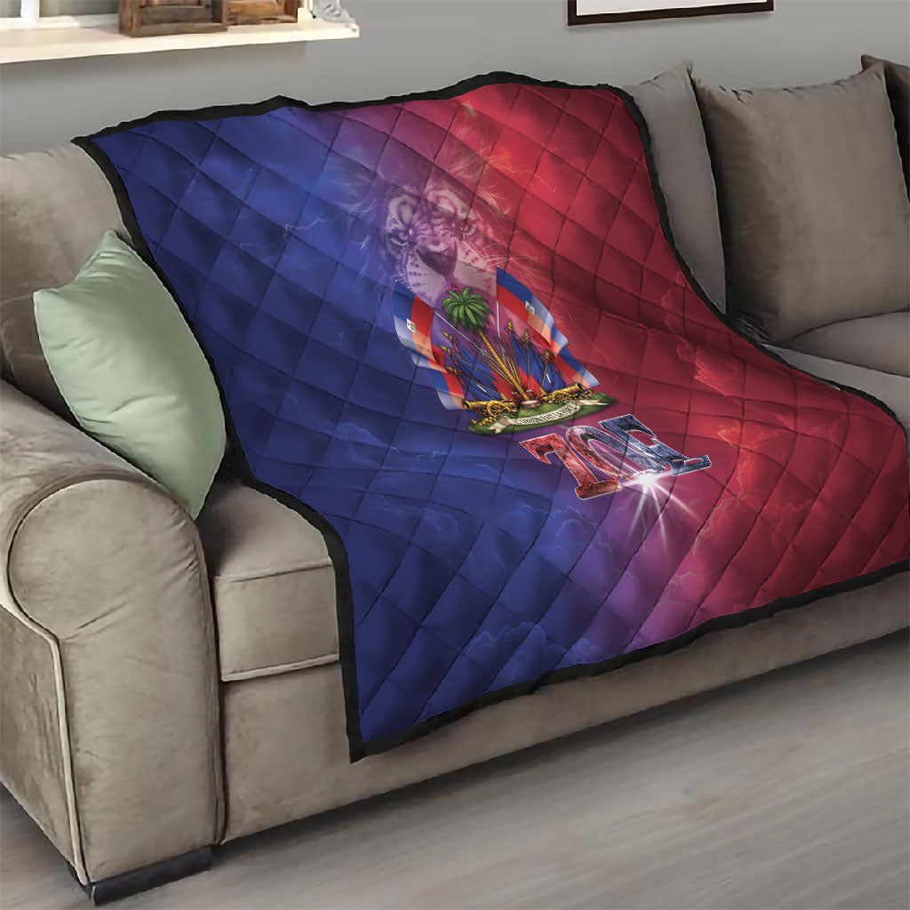 Haitian Zoe Quilt Roaring Lion With Coat Of Arms