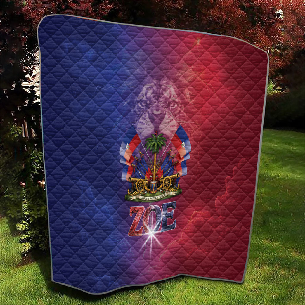 Haitian Zoe Quilt Roaring Lion With Coat Of Arms