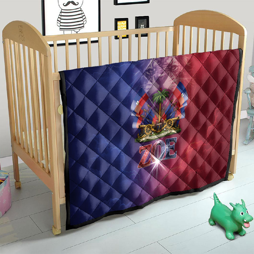 Haitian Zoe Quilt Roaring Lion With Coat Of Arms