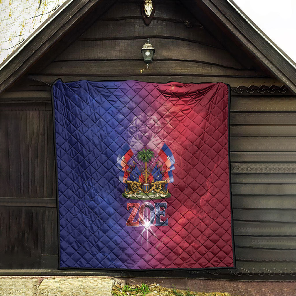 Haitian Zoe Quilt Roaring Lion With Coat Of Arms