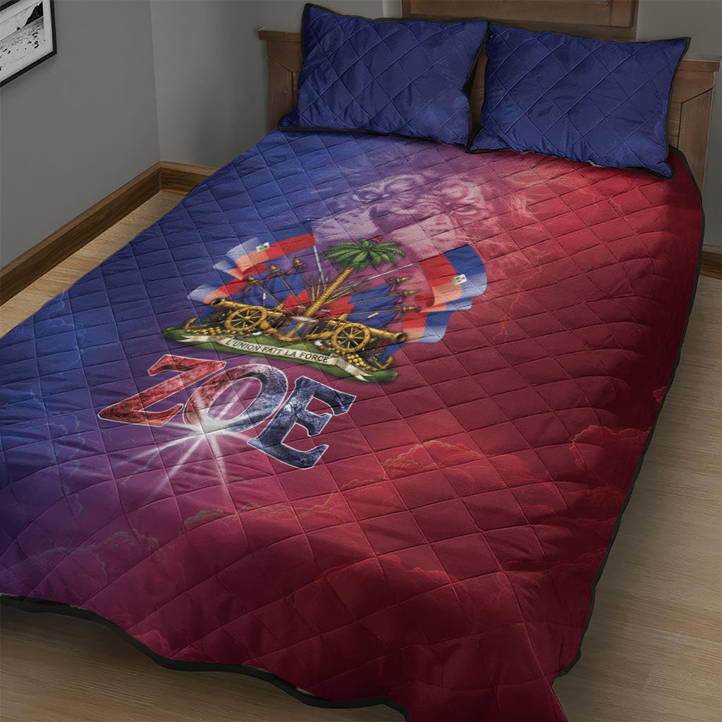 Haitian Zoe Quilt Bed Set Roaring Lion With Coat Of Arms