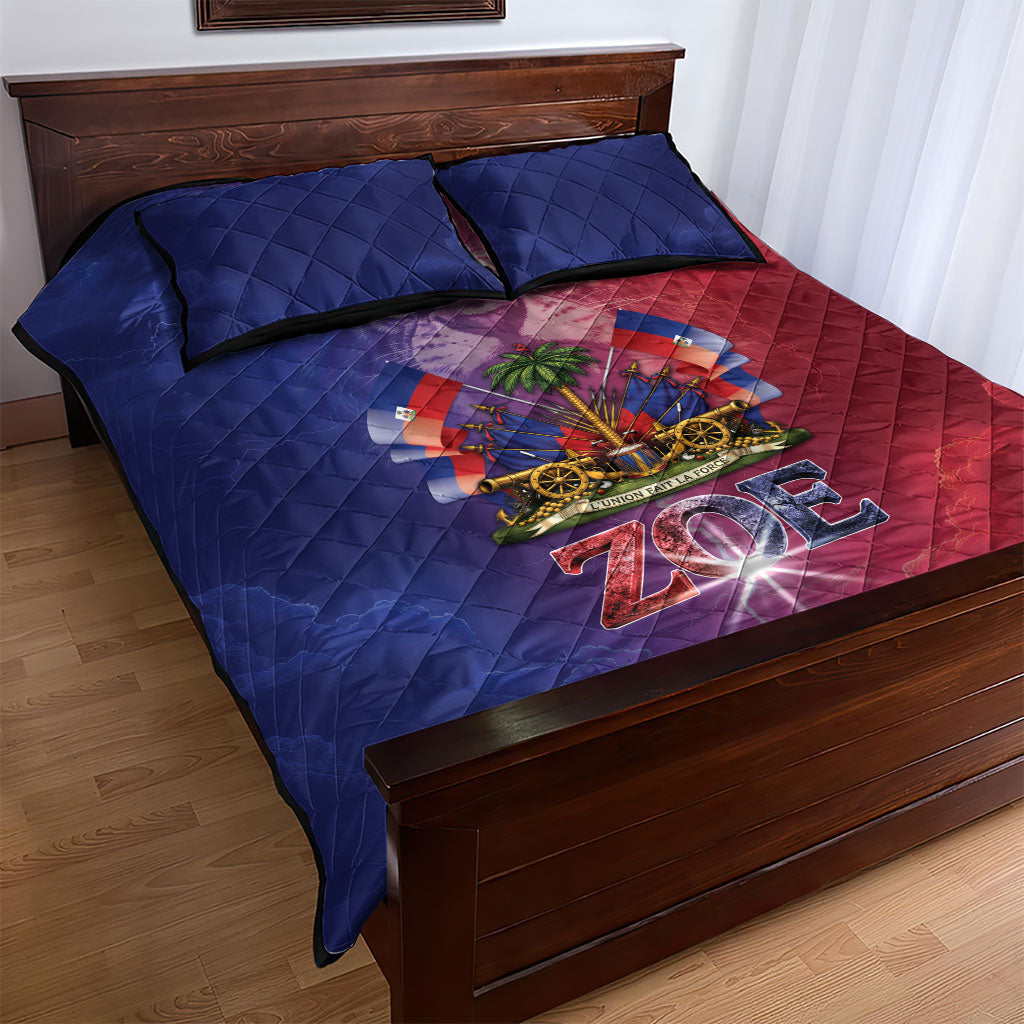 Haitian Zoe Quilt Bed Set Roaring Lion With Coat Of Arms