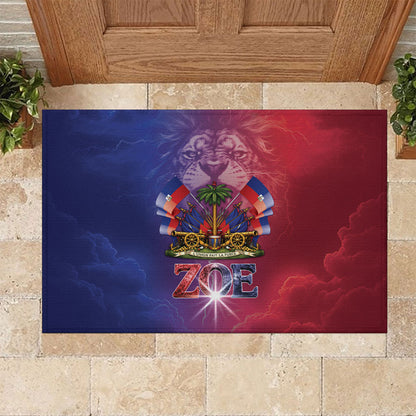 Haitian Zoe Rubber Doormat Roaring Lion With Coat Of Arms