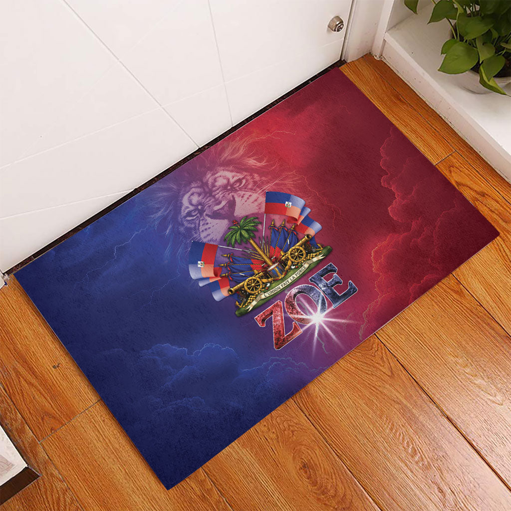 Haitian Zoe Rubber Doormat Roaring Lion With Coat Of Arms