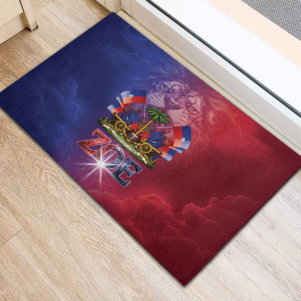 Haitian Zoe Rubber Doormat Roaring Lion With Coat Of Arms
