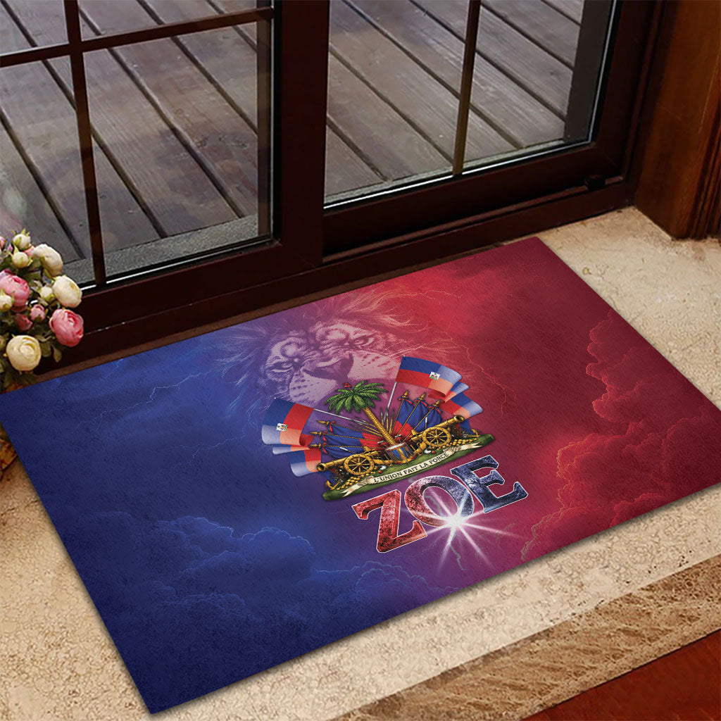 Haitian Zoe Rubber Doormat Roaring Lion With Coat Of Arms