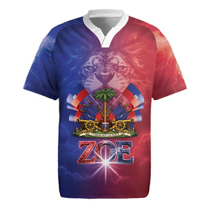 Haitian Zoe Rugby Jersey Roaring Lion With Coat Of Arms