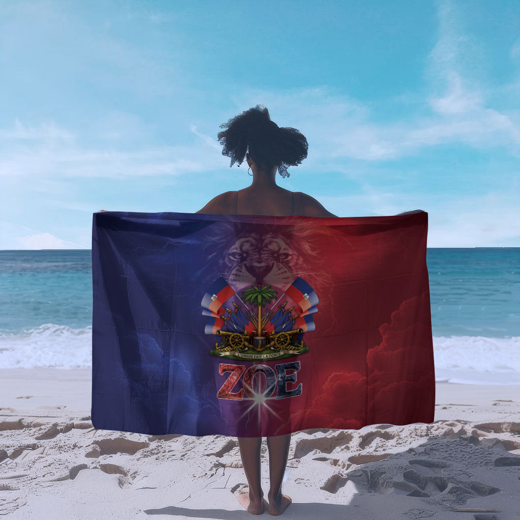Haitian Zoe Sarong Roaring Lion With Coat Of Arms
