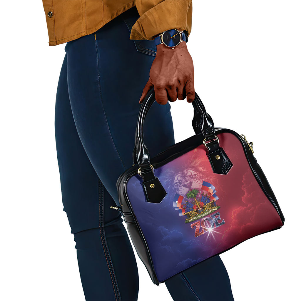 Haitian Zoe Shoulder Handbag Roaring Lion With Coat Of Arms