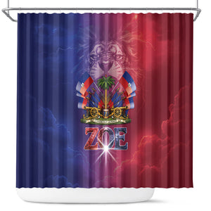 Haitian Zoe Shower Curtain Roaring Lion With Coat Of Arms