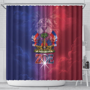 Haitian Zoe Shower Curtain Roaring Lion With Coat Of Arms