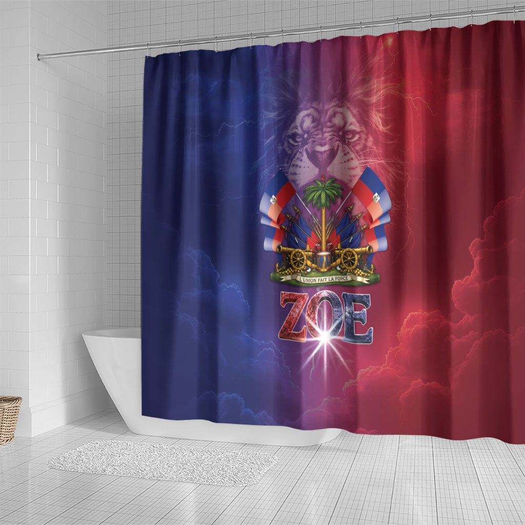 Haitian Zoe Shower Curtain Roaring Lion With Coat Of Arms