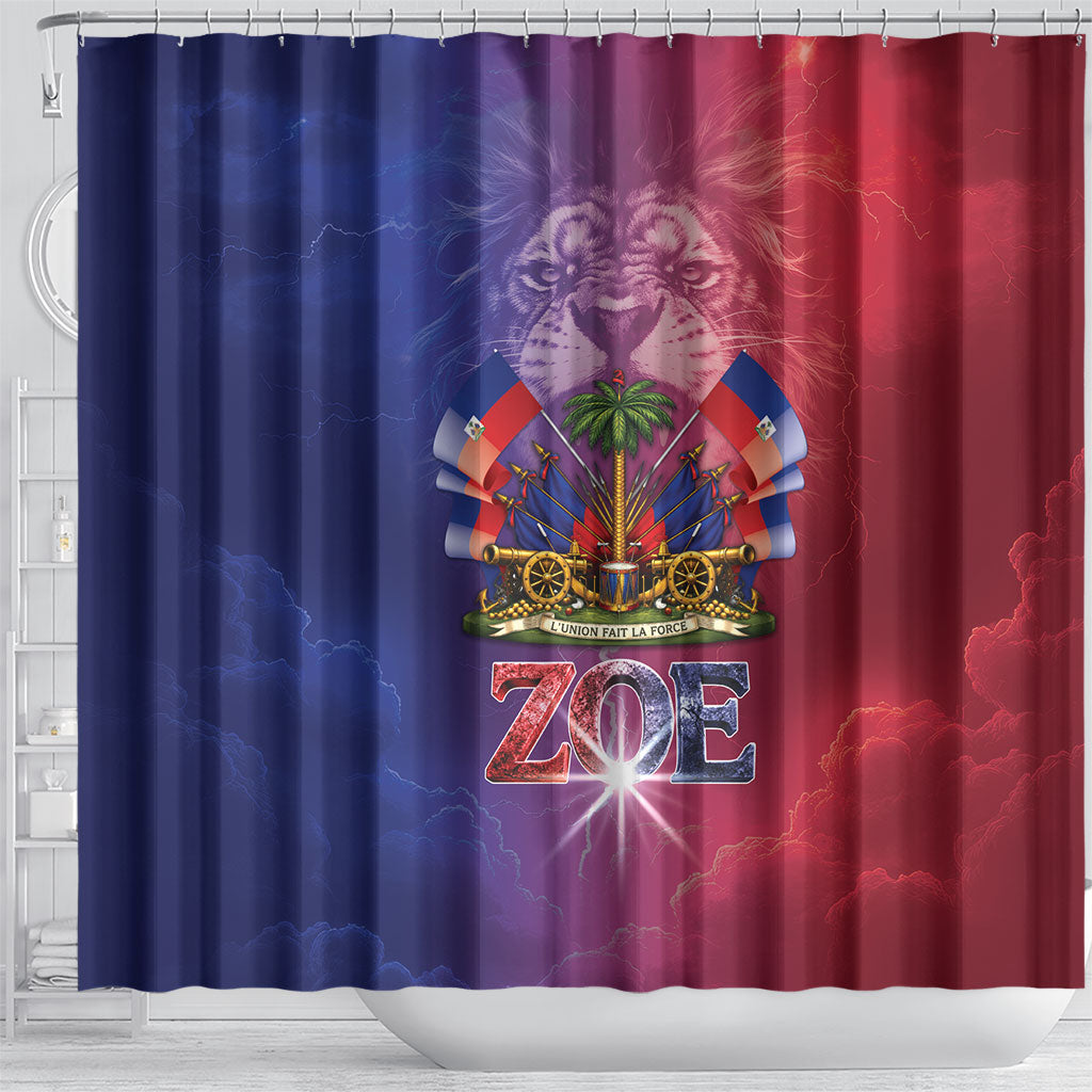 Haitian Zoe Shower Curtain Roaring Lion With Coat Of Arms