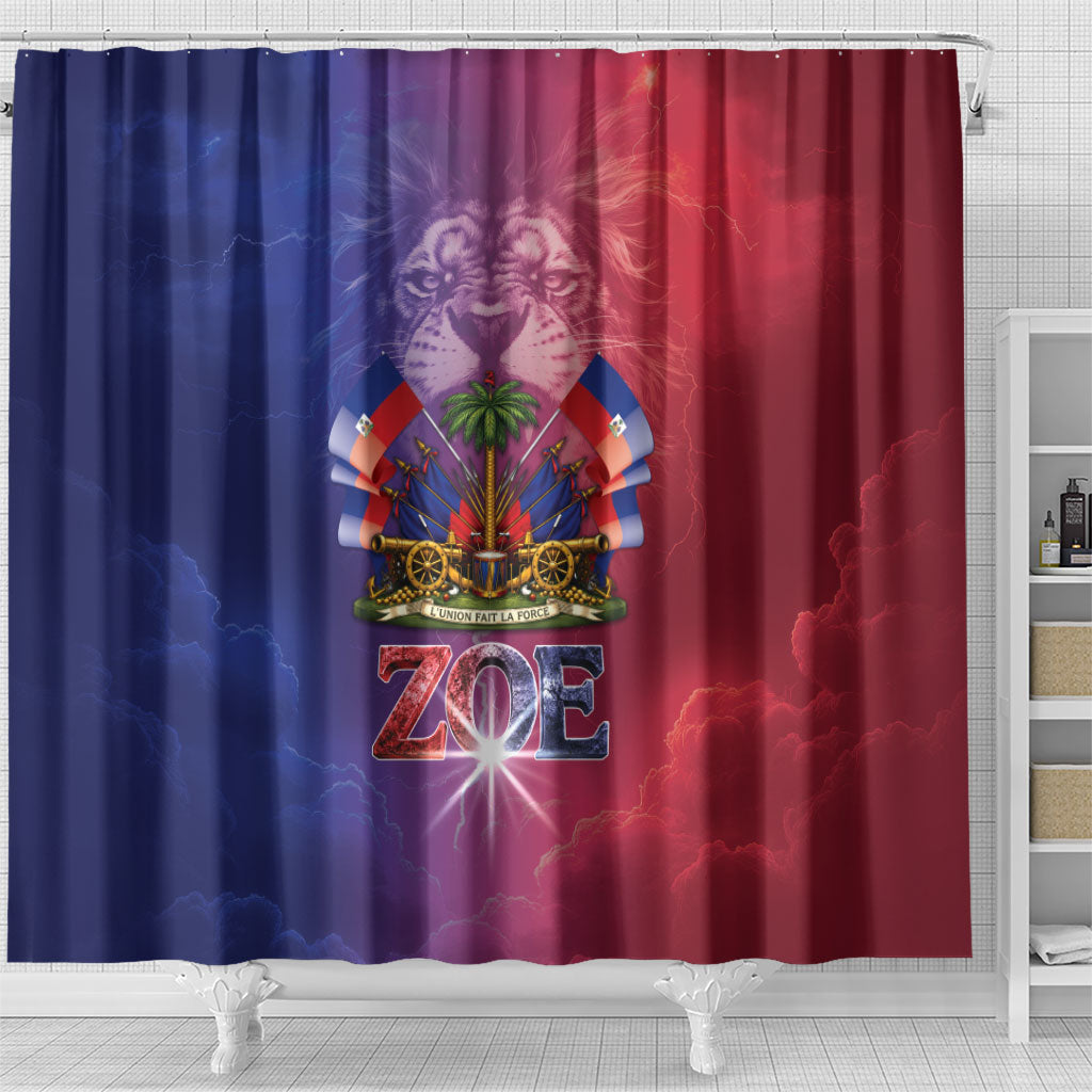 Haitian Zoe Shower Curtain Roaring Lion With Coat Of Arms