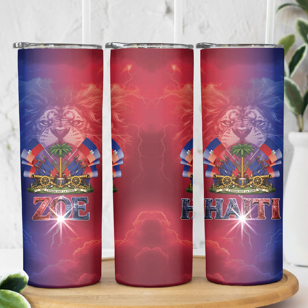 Haitian Zoe Skinny Tumbler Roaring Lion With Coat Of Arms
