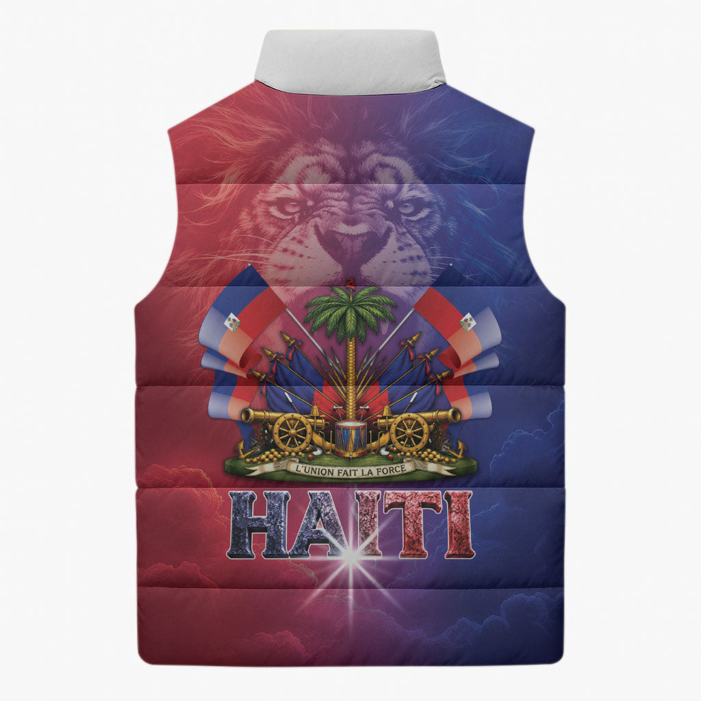 Haitian Zoe Sleeveless Puffer Jacket Roaring Lion With Coat Of Arms