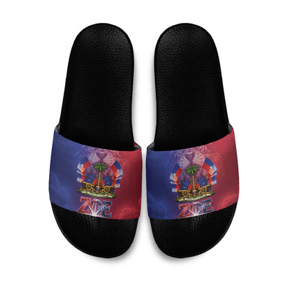 Haitian Zoe Slide Sandals Roaring Lion With Coat Of Arms