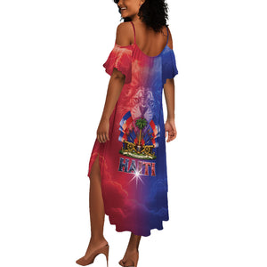 Haitian Zoe Summer Maxi Dress Roaring Lion With Coat Of Arms