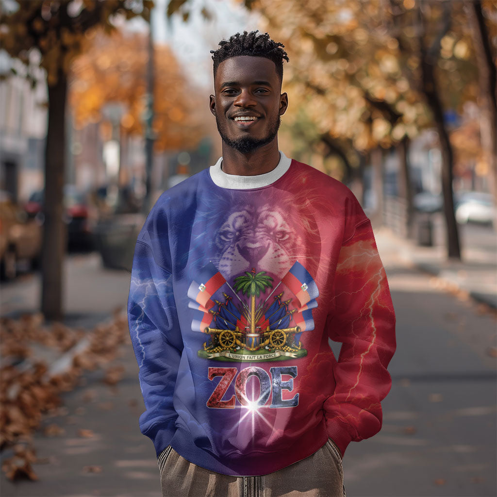 Haitian Zoe Sweatshirt Roaring Lion With Coat Of Arms