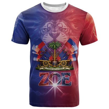 Haitian Zoe T shirt Roaring Lion With Coat Of Arms