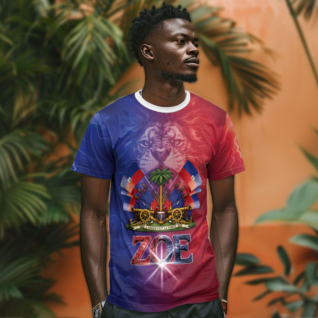 Haitian Zoe T shirt Roaring Lion With Coat Of Arms