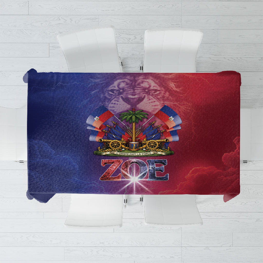 Haitian Zoe Tablecloth Roaring Lion With Coat Of Arms