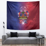 Haitian Zoe Tapestry Roaring Lion With Coat Of Arms
