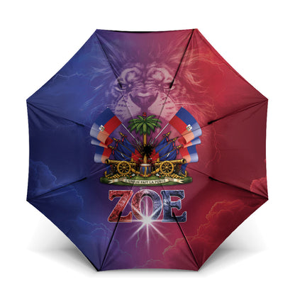 Haitian Zoe Umbrella Roaring Lion With Coat Of Arms