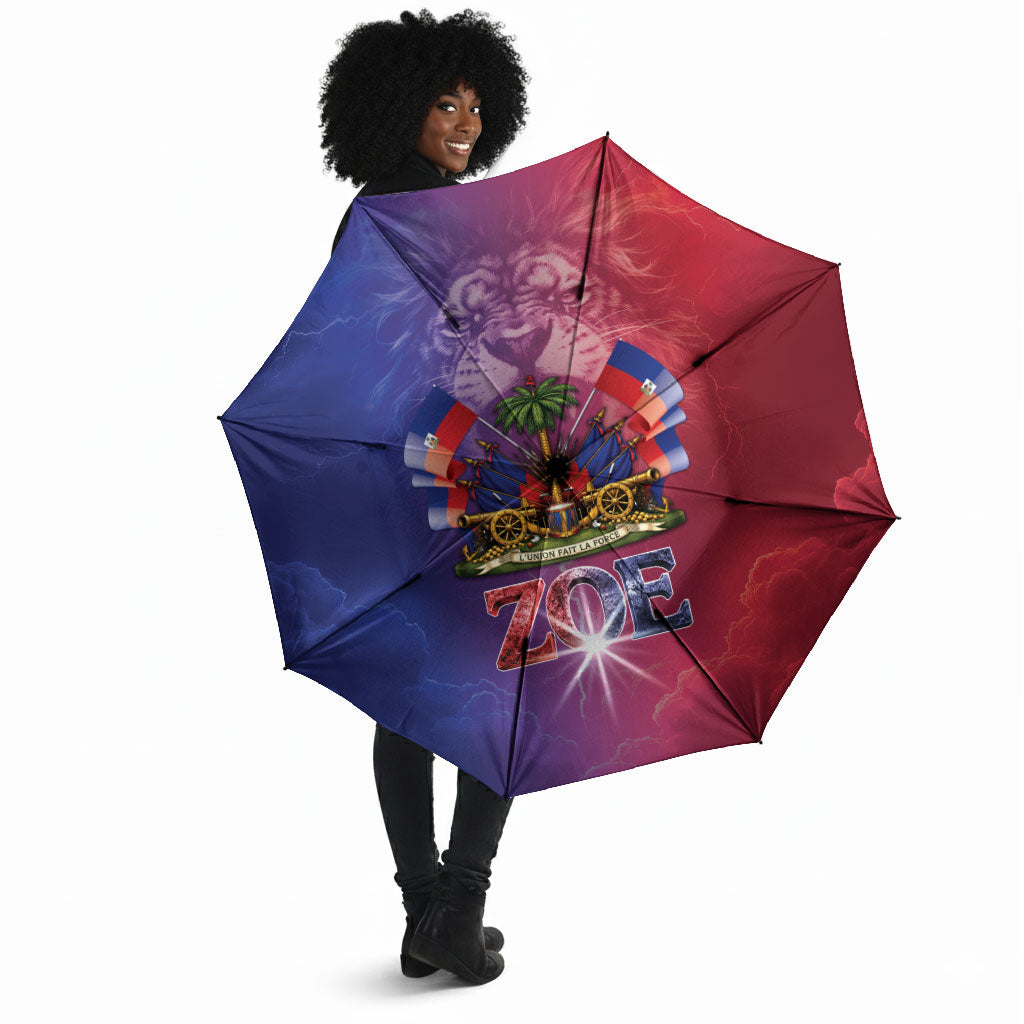 Haitian Zoe Umbrella Roaring Lion With Coat Of Arms