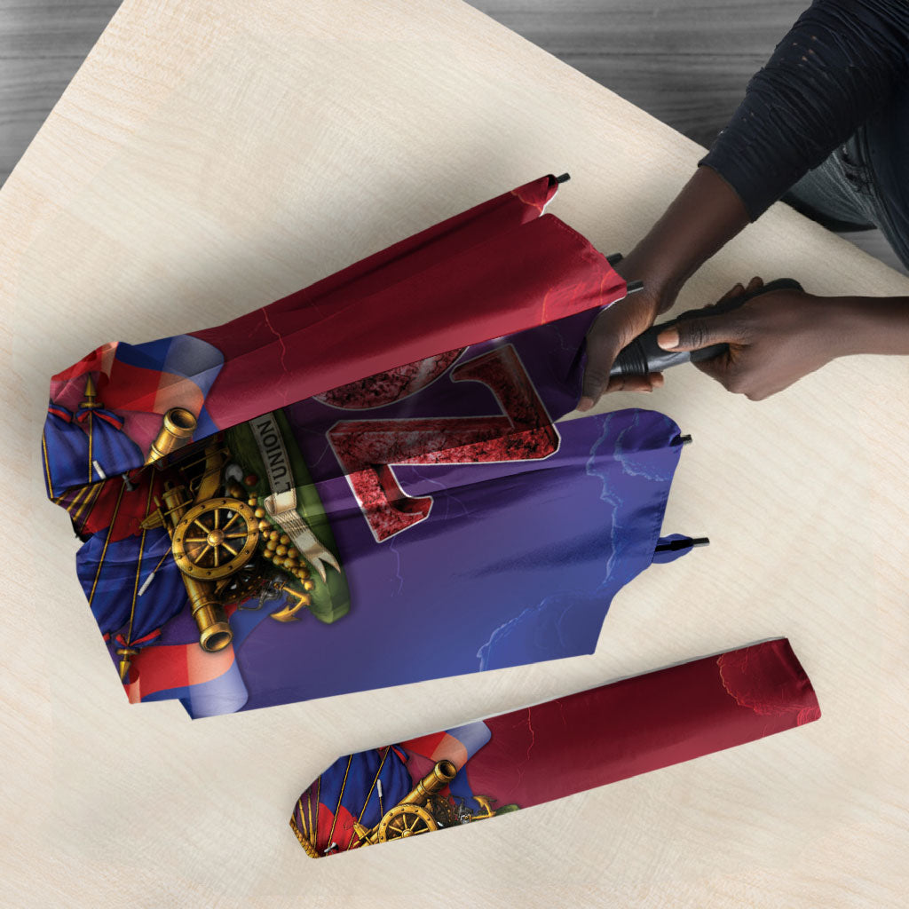 Haitian Zoe Umbrella Roaring Lion With Coat Of Arms