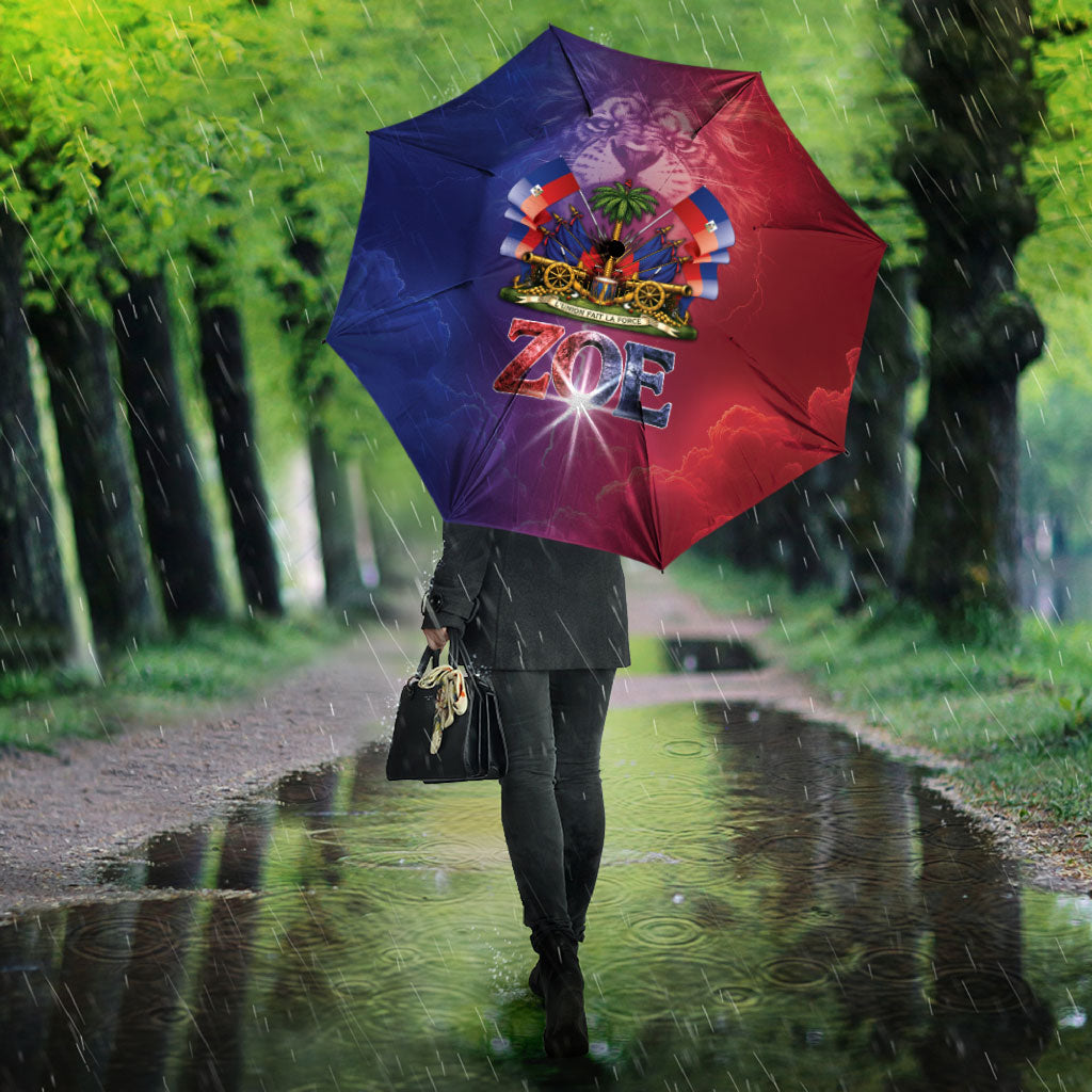Haitian Zoe Umbrella Roaring Lion With Coat Of Arms