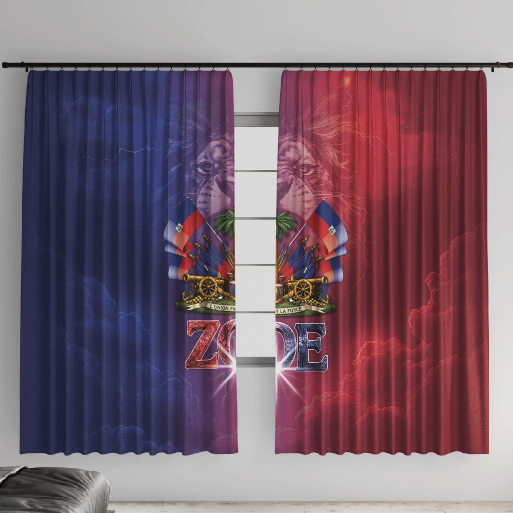 Haitian Zoe Window Curtain Roaring Lion With Coat Of Arms