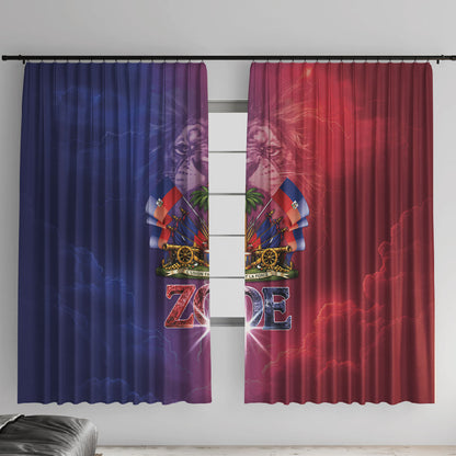 Haitian Zoe Window Curtain Roaring Lion With Coat Of Arms
