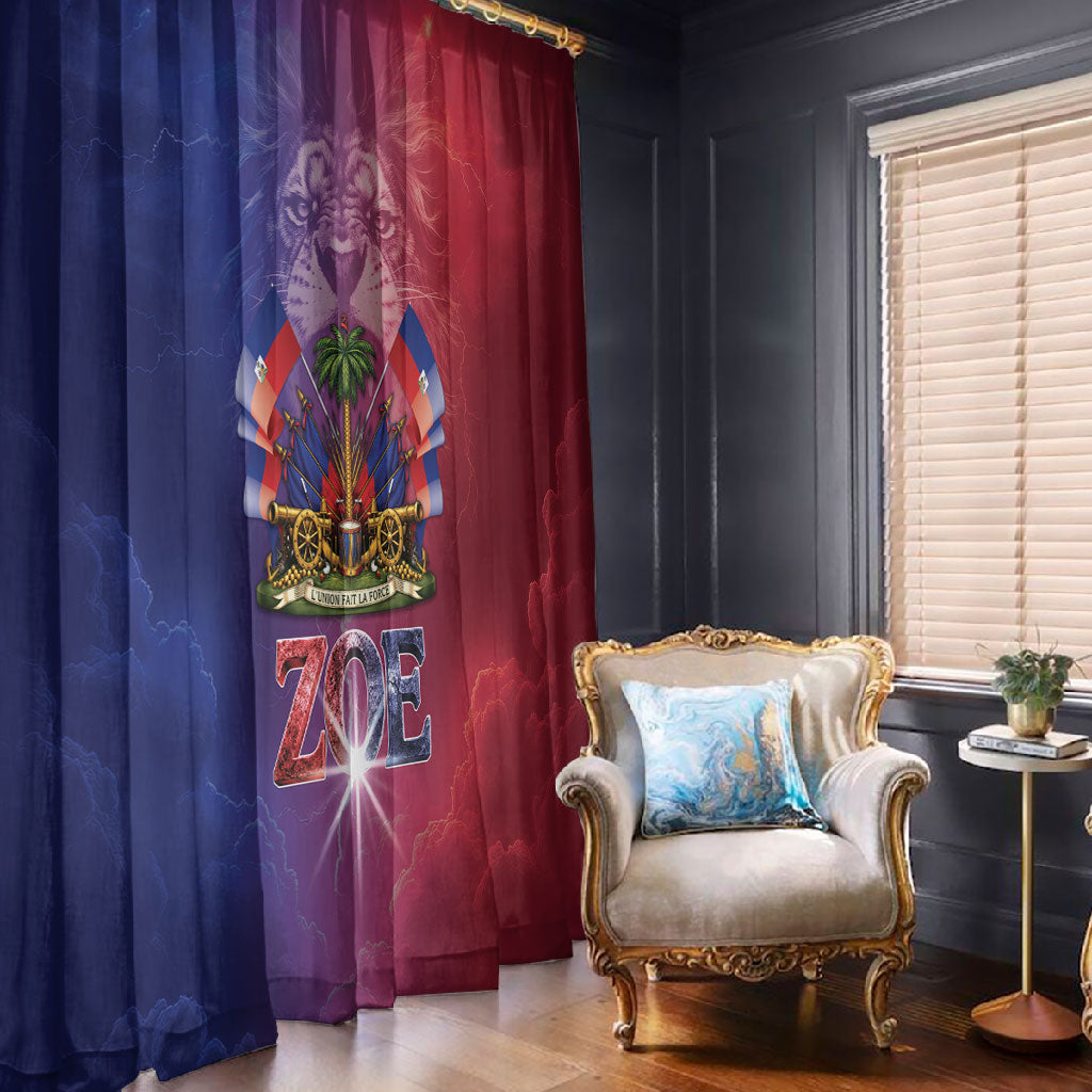 Haitian Zoe Window Curtain Roaring Lion With Coat Of Arms