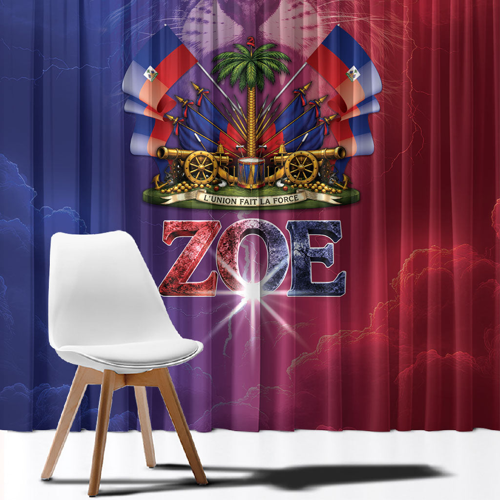 Haitian Zoe Window Curtain Roaring Lion With Coat Of Arms