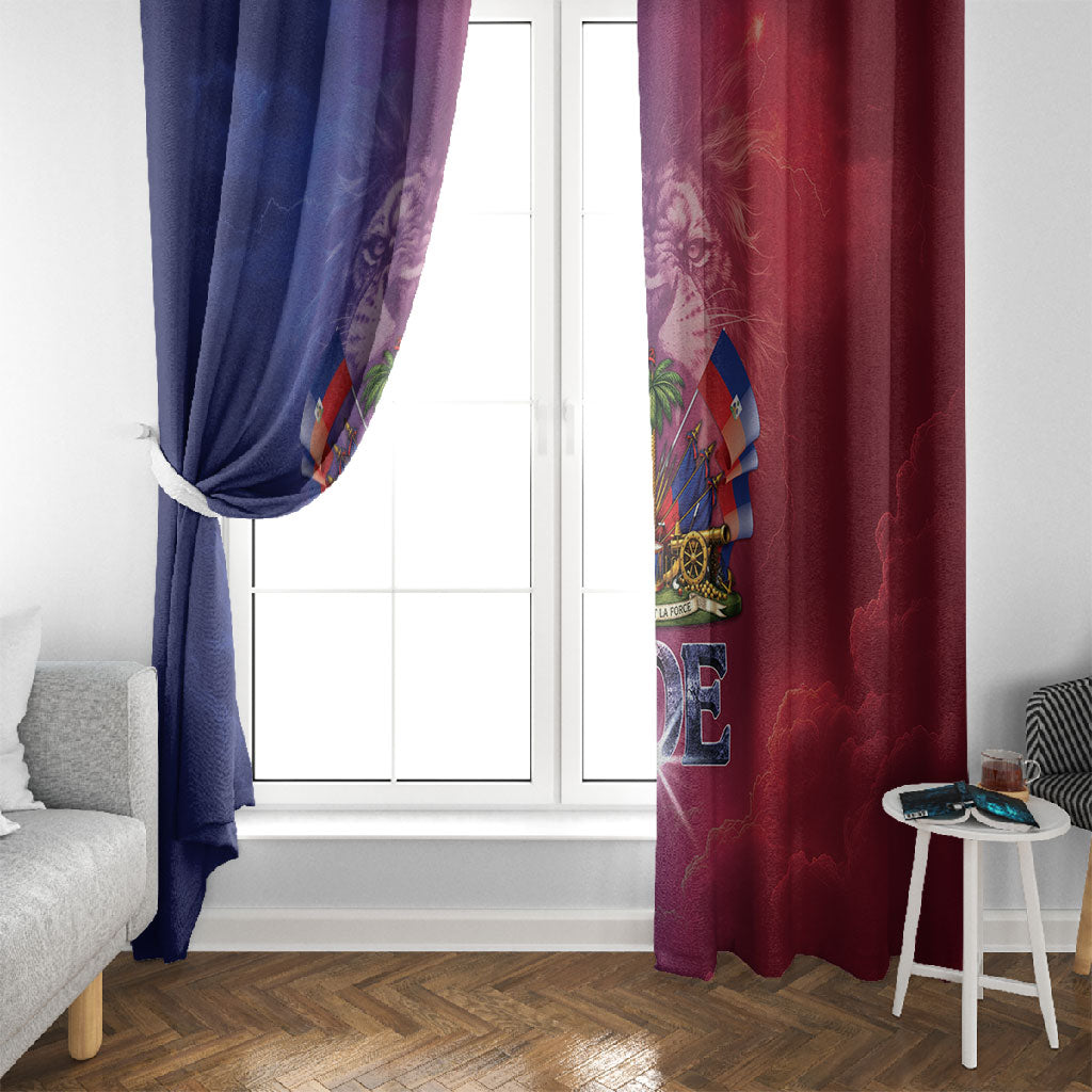 Haitian Zoe Window Curtain Roaring Lion With Coat Of Arms