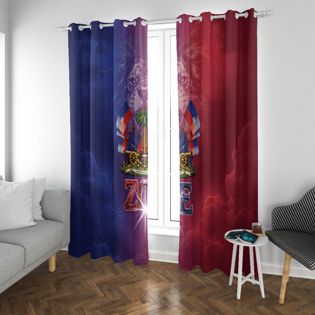 Haitian Zoe Window Curtain Roaring Lion With Coat Of Arms