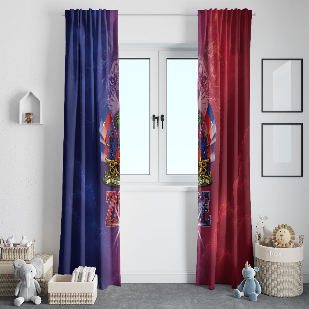 Haitian Zoe Window Curtain Roaring Lion With Coat Of Arms