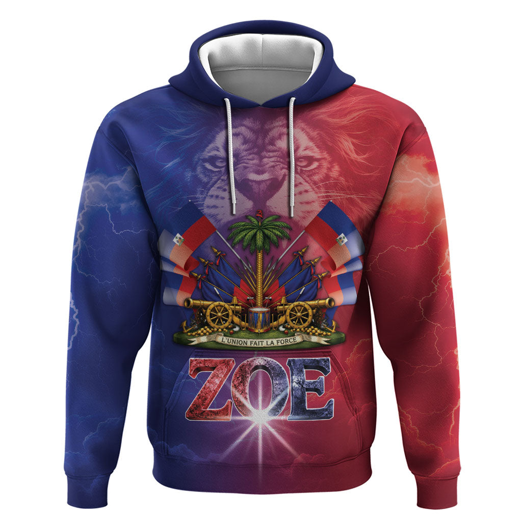 Haitian Zoe Zip Hoodie Roaring Lion With Coat Of Arms