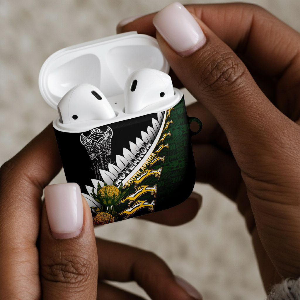 Rugby New Zealand And South Africa AirPods Case Silver Fern With Springboks