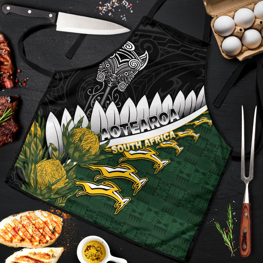 Rugby New Zealand And South Africa Apron Silver Fern With Springboks