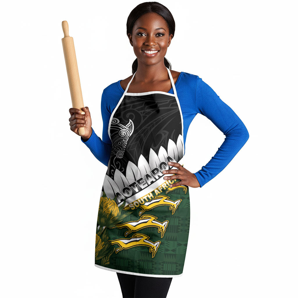 Rugby New Zealand And South Africa Apron Silver Fern With Springboks