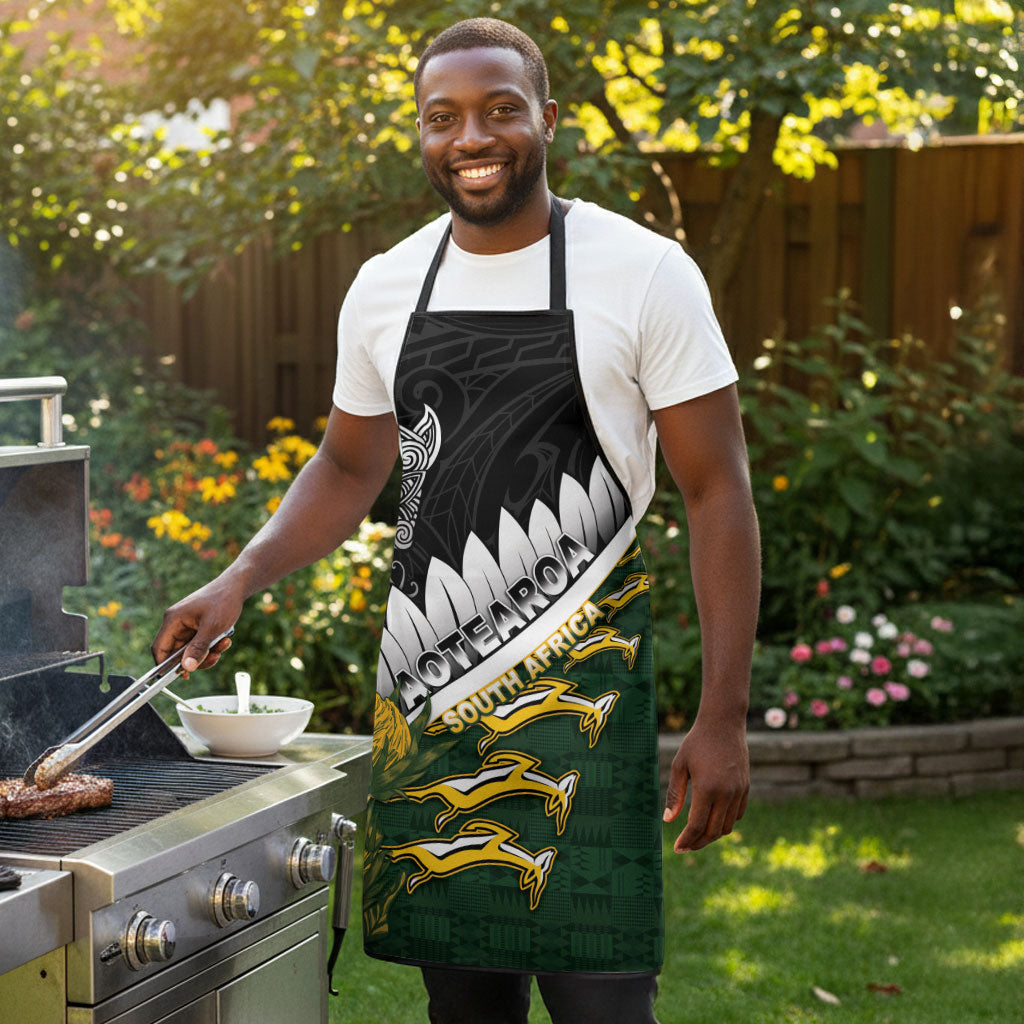 Rugby New Zealand And South Africa Apron Silver Fern With Springboks