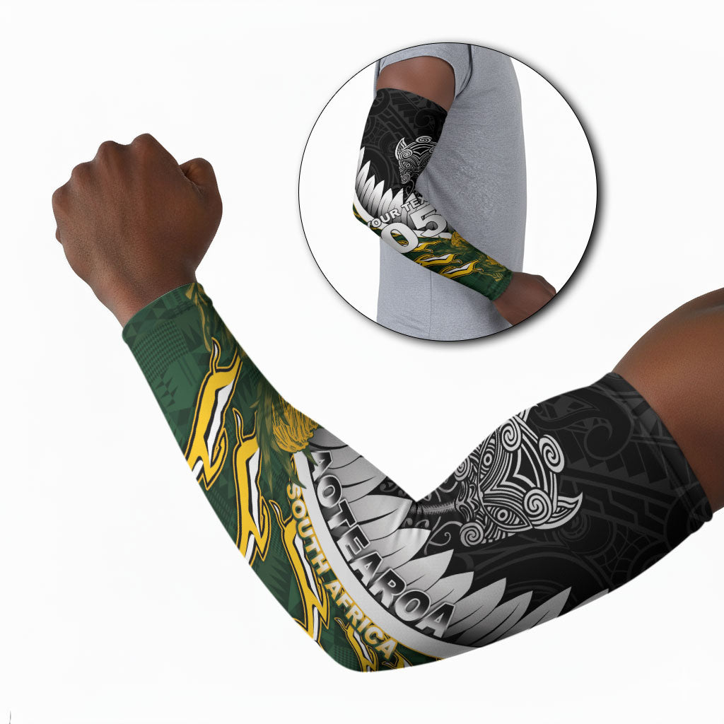 Custom Rugby New Zealand And South Africa Arm Sleeves Silver Fern With Springboks